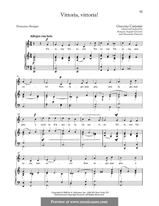 Vittoria, mio core: Medium High Voice by Джакомо Кариссими