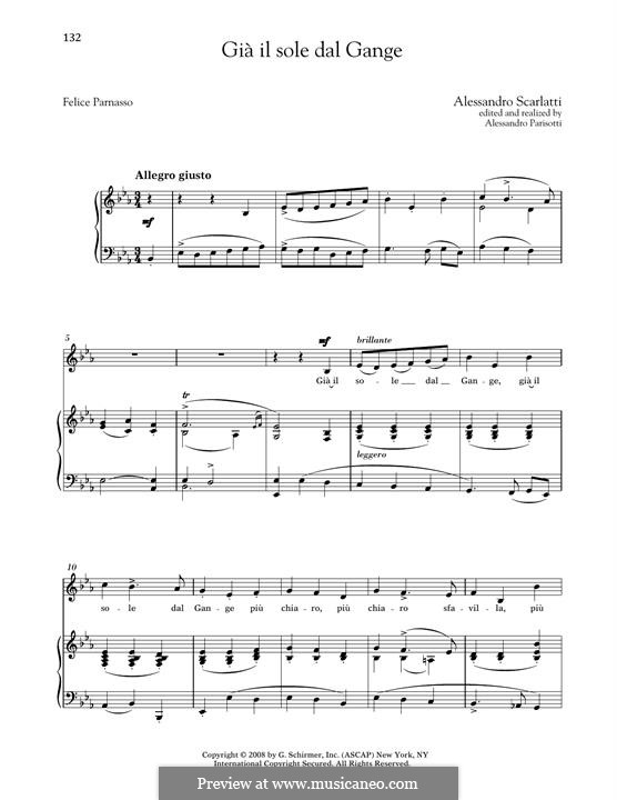 Gia' il sole dal Gange: Medium Low Voice by Алессандро Скарлатти
