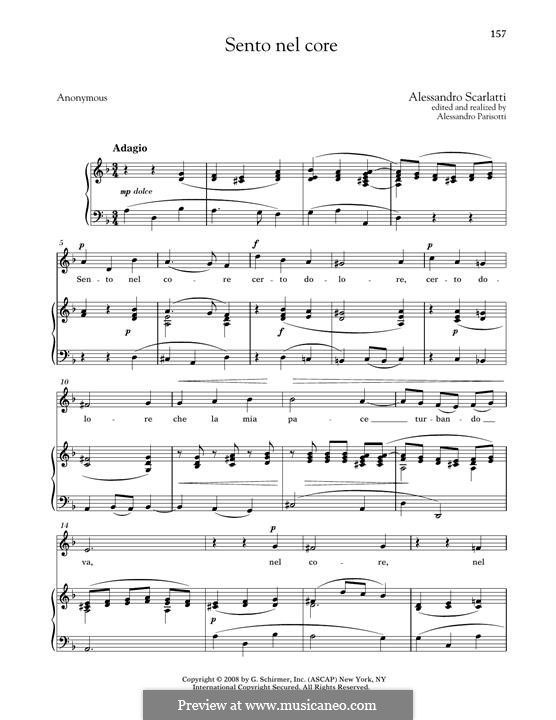 Sento nel core: Medium Low Voice by Алессандро Скарлатти