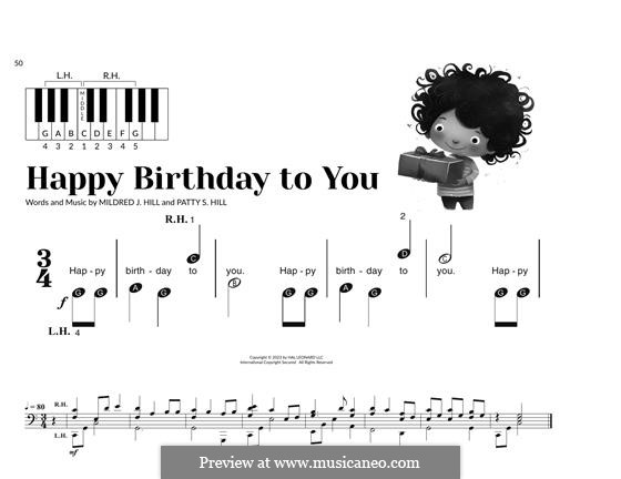 С днем рождения тебя: Для фортепиано (легкий уровень) by Милдред  Хилл