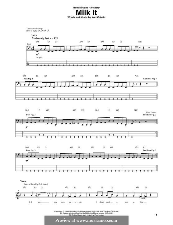Milk It (Nirvana): Для бас-гитары с табулатурой by Kurt Cobain
