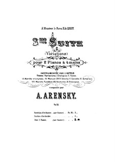 Сюита для двух фортепиано в четыре руки No.3 'Вариации', Op.33: Первая партия, Вторая партия by Антон Аренский