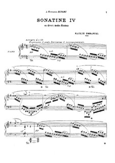 Сонатина No.4 'en divers modes hindous', Op.20: Сонатина No.4 'en divers modes hindous' by Морис Эммануэль