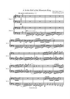 Сюита No.1. В пещере горного короля, Op.46 No.4: Для фортепиано в 4 руки by Эдвард Григ