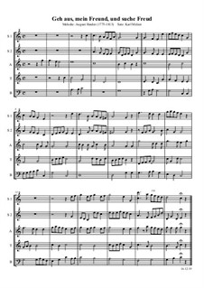 Geh aus mein Herz und suche Freud: 5-stimmig, Blockflöten by August Harder