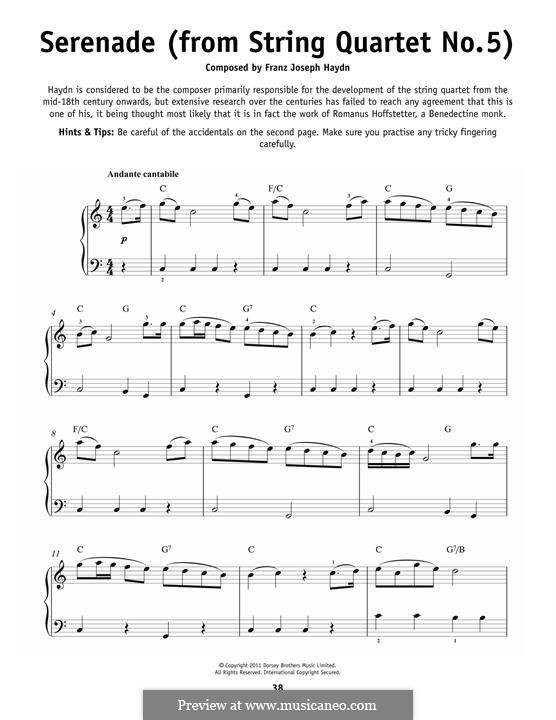 Струнный квартет фа мажор, Hob.III/17 Op.3 No.5: Часть II. Версия для фортепиано by Йозеф Гайдн