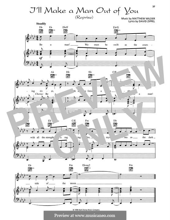 I'll Make a Man Out of You (from Mulan): Для голоса и фортепиано (или гитары) by Matthew Wilder