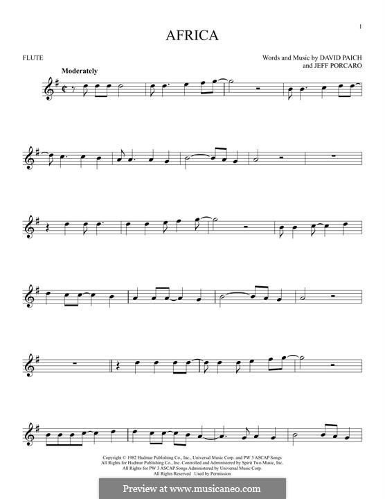 Africa (Toto): Для флейты by David Paich, Jeff Porcaro