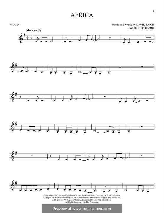 Africa (Toto): Для скрипки by David Paich, Jeff Porcaro
