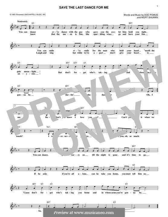 Save the Last Dance for Me (The Drifters): Для клавишного инструмента by Doc Pomus, Mort Shuman