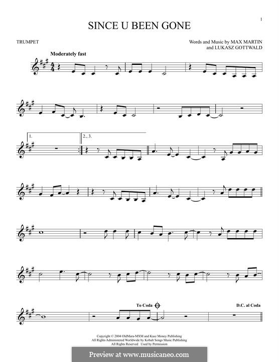 Since U Been Gone (Kelly Clarkson): Для трубы by Lukas Gottwald, Max Martin