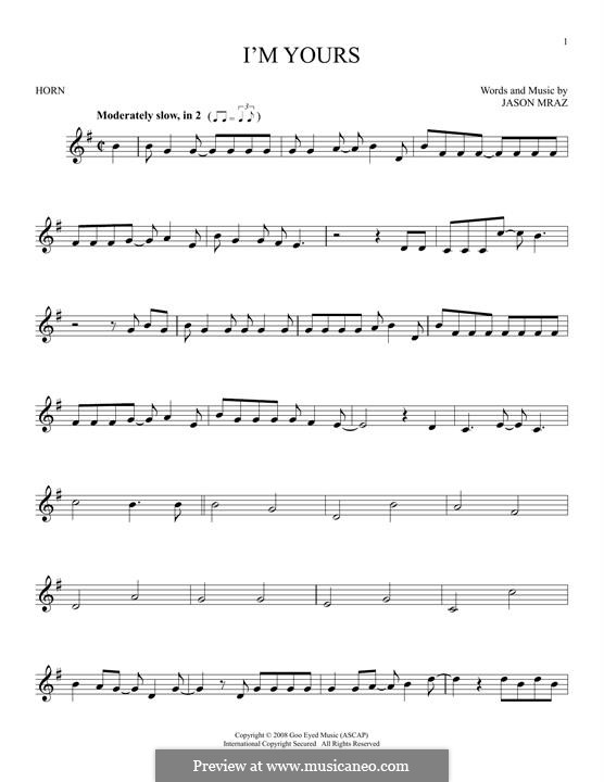I'm Yours: For horn by Jason Mraz