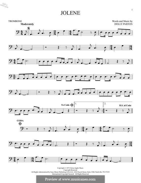 Jolene: For trombone by Dolly Parton