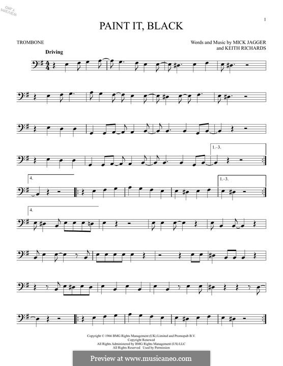 Paint It, Black (Rolling Stones): For trombone by Keith Richards, Mick Jagger