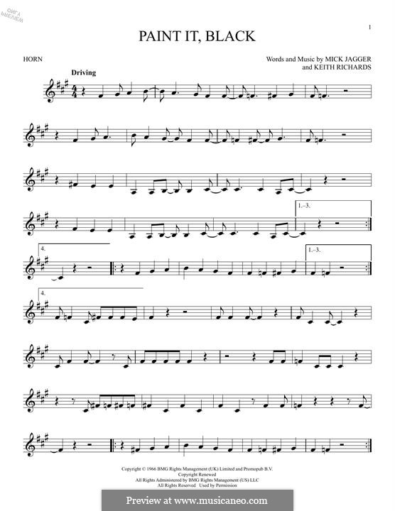 Paint It, Black (Rolling Stones): For horn by Keith Richards, Mick Jagger
