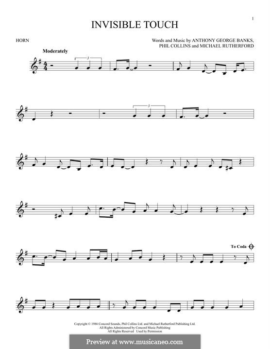 Invisible Touch (Genesis): For horn by Tony Banks, Mike Rutherford, Phil Collins