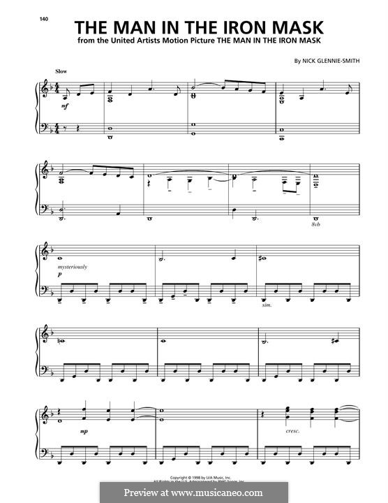 The Man in the Iron Mask: Для фортепиано by Nick Glennie-Smith