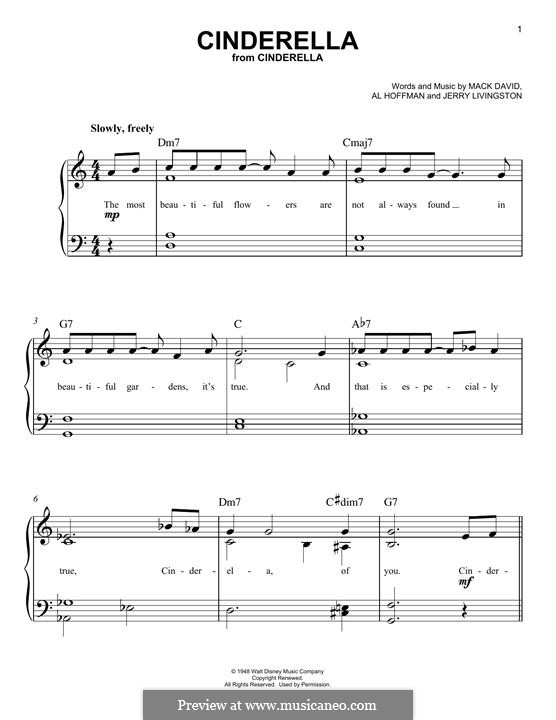 Cinderella: Для фортепиано by Al Hoffman, Jerry Livingston, Mack David