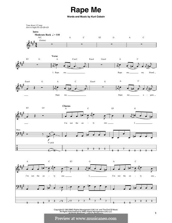 Rape Me (Nirvana): Для бас-гитары by Kurt Cobain