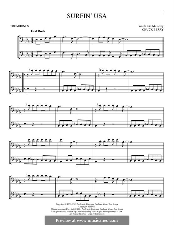 Surfin' U.S.A. (The Beach Boys): For two trombones by Chuck Berry