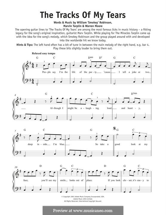 The Tracks of My Tears (The Miracles): Для фортепиано by Marvin Tarplin, Smokey Robinson, Warren Moore
