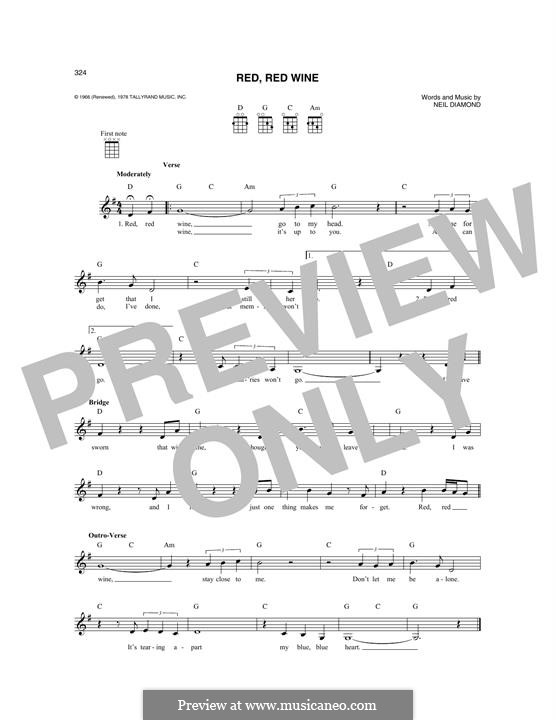 Red, Red Wine (UB40): For mandolin by Neil Diamond