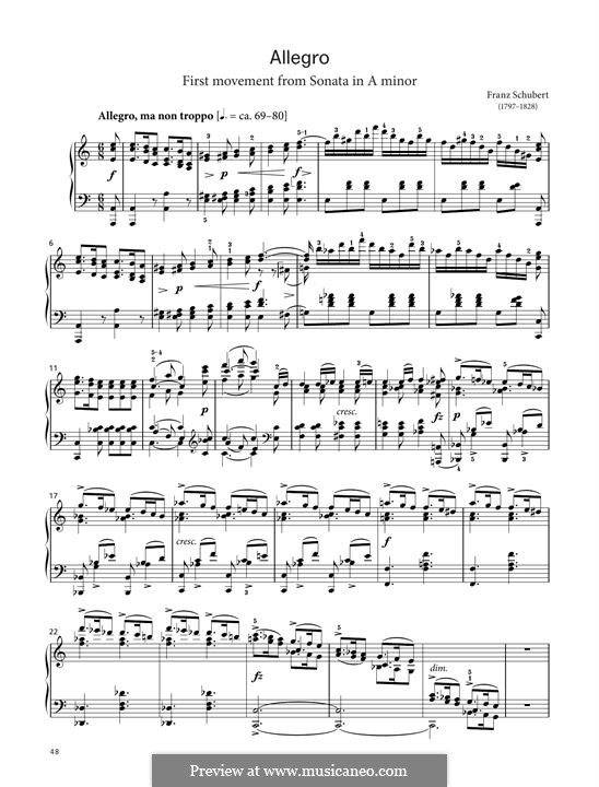 Соната для фортепиано No.4 ля минор, D.537 Op.164: Аллегро by Франц Шуберт
