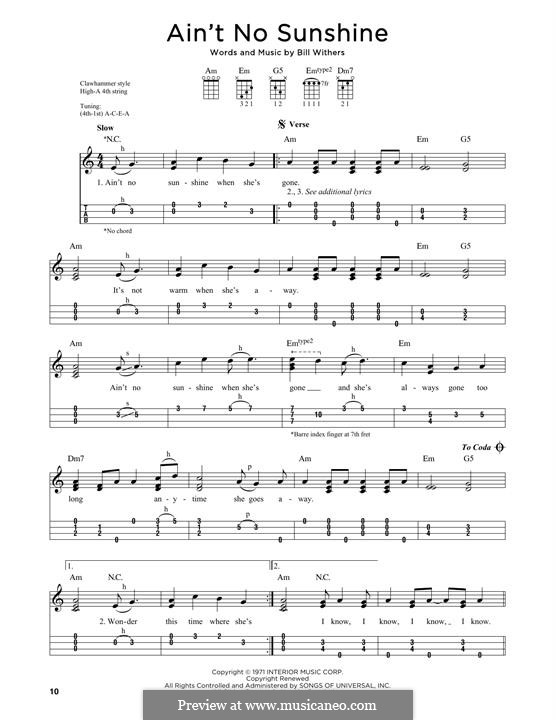 Ain't No Sunshine: Для укулеле by Bill Withers