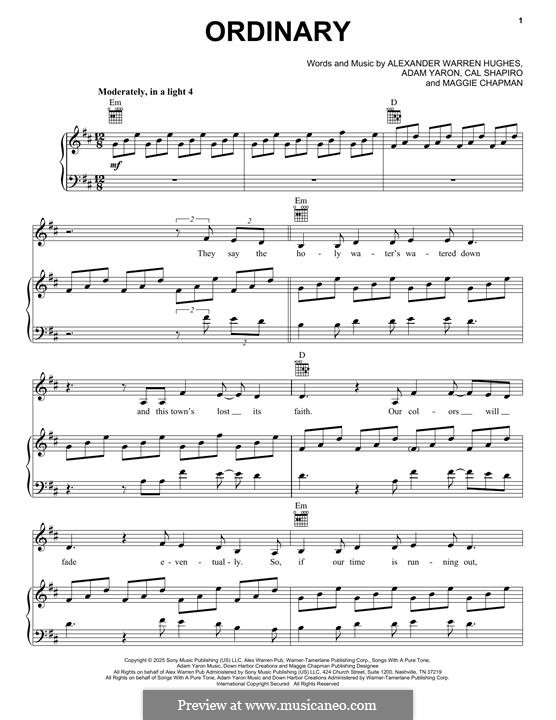 Ordinary (Alex Warren): Для голоса и фортепиано (или гитары) by Cal Shapiro, Maggie Chapman