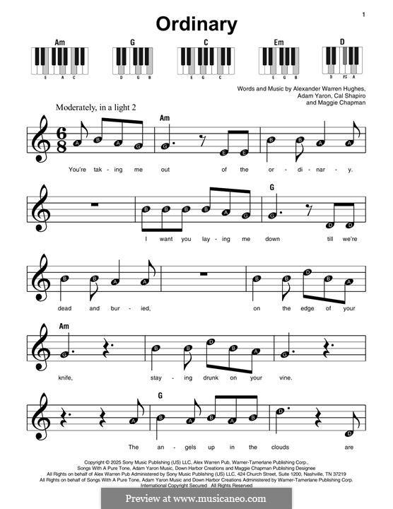 Ordinary (Alex Warren): Для фортепиано by Cal Shapiro, Maggie Chapman
