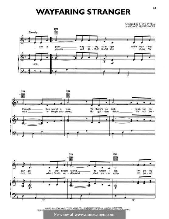 Wayfaring Stranger: Для голоса и фортепиано (или гитары) by folklore