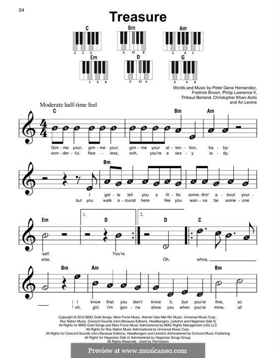 Treasure: Для фортепиано by Ari Levine, Bruno Mars, Philip Lawrence