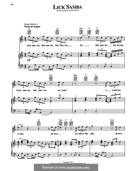 Lick Samba: Для голоса и фортепиано (или гитары) by Bob Marley