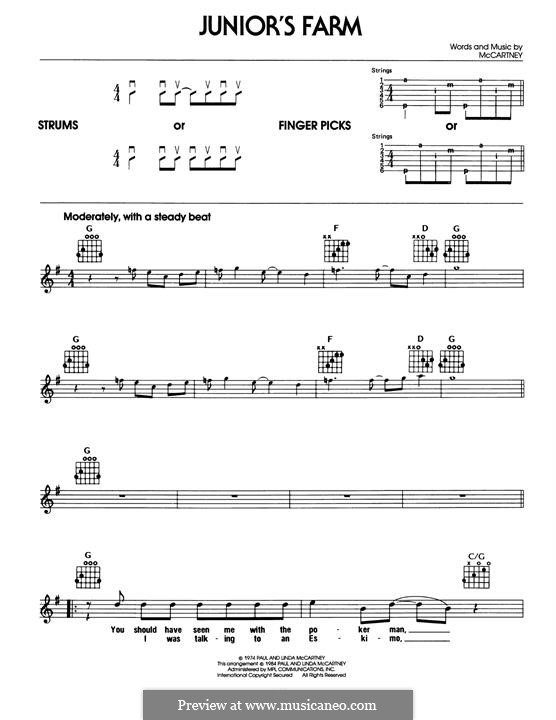 Junior's Farm (Wings): Для гитары by Linda McCartney, Paul McCartney