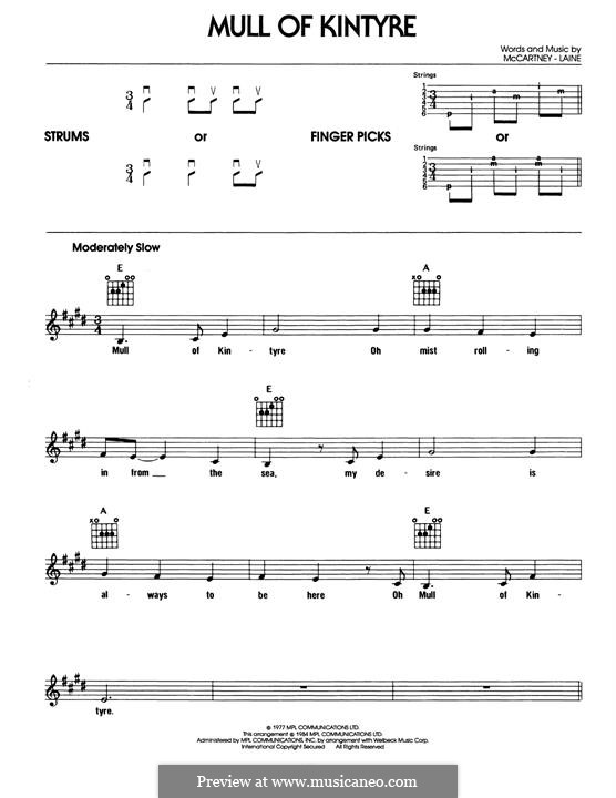 Mull of Kintyre (Wings): Для гитары by Denny Laine, Paul McCartney