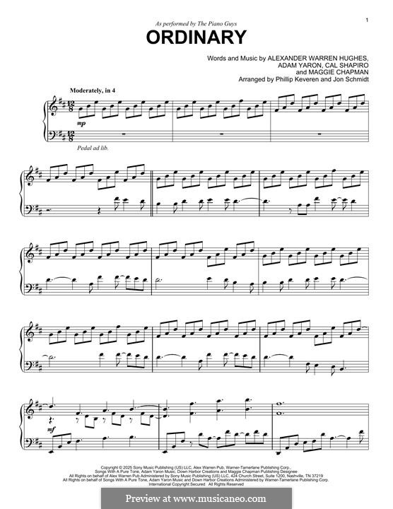 Ordinary (Alex Warren): For piano (The Piano Guys) by Cal Shapiro, Maggie Chapman