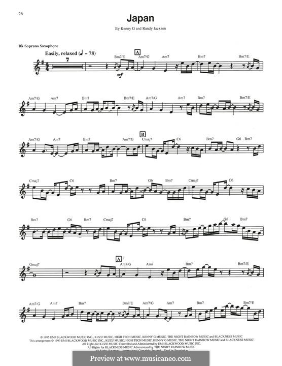 Japan (Kenny G): For soprano saxophone by Randy Jackson