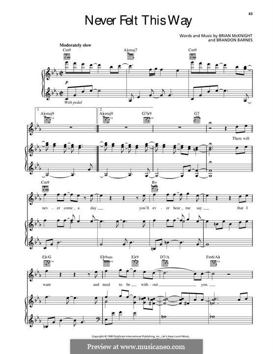 Never Felt This Way: Для голоса и фортепиано (или гитары) by Brandon Barnes