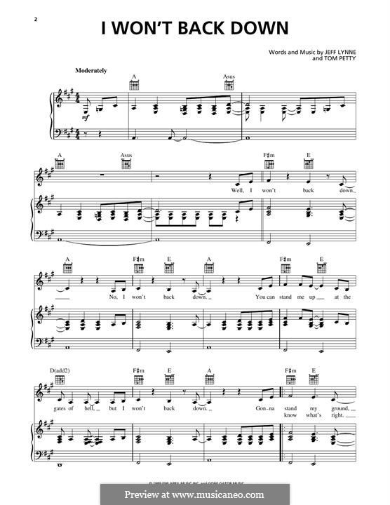 I Won't Back Down: Для голоса и фортепиано (или гитары) by Jeff Lynne