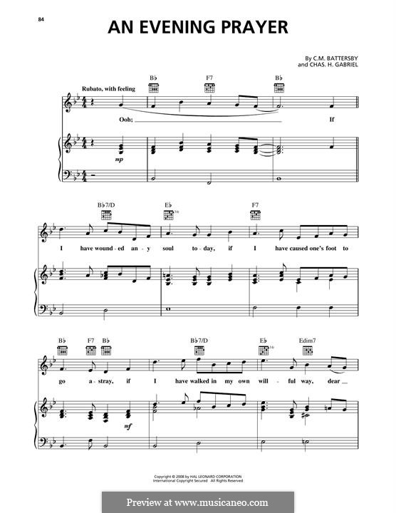 An Evening Prayer (Elvis Presley): Для голоса и фортепиано (или гитары) by Charles Hutchinson Gabriel