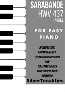 Сюита No.4 ре минор, HWV 437: Sarabande, for easy piano sheet music combo by Георг Фридрих Гендель
