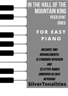 Сюита No.1. В пещере горного короля, Op.46 No.4: For easy piano sheet music combo by Эдвард Григ