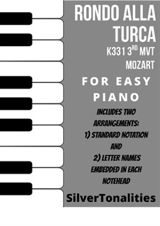 Турецкое рондо: For easy piano sheet music combo by Вольфганг Амадей Моцарт