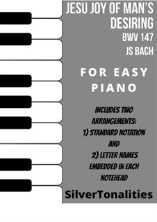 Jesu, Joy of Man's Desiring, for Piano: Easy sheet music combo by Иоганн Себастьян Бах