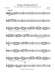 50 pièces à l'usage des commençans, No.4 Tempo di Menuetto in C, Op.38: For double bass by Иоганн Вильгельм Хесслер