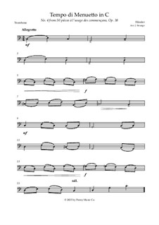 50 pièces à l'usage des commençans, No.4 Tempo di Menuetto in C, Op.38: For trombone by Иоганн Вильгельм Хесслер