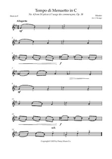 50 pièces à l'usage des commençans, No.4 Tempo di Menuetto in C, Op.38: For horn by Иоганн Вильгельм Хесслер