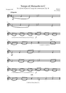 50 pièces à l'usage des commençans, No.4 Tempo di Menuetto in C, Op.38: Для трубы by Иоганн Вильгельм Хесслер