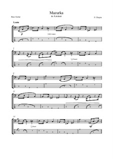 Мазурки, Op. posth.68: No.2 in A Minor, for bass guitar by Фредерик Шопен