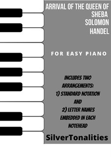 Соломон, HWV 67: The Arrival of the Queen of Sheba, for easiest piano sheet music combo by Георг Фридрих Гендель